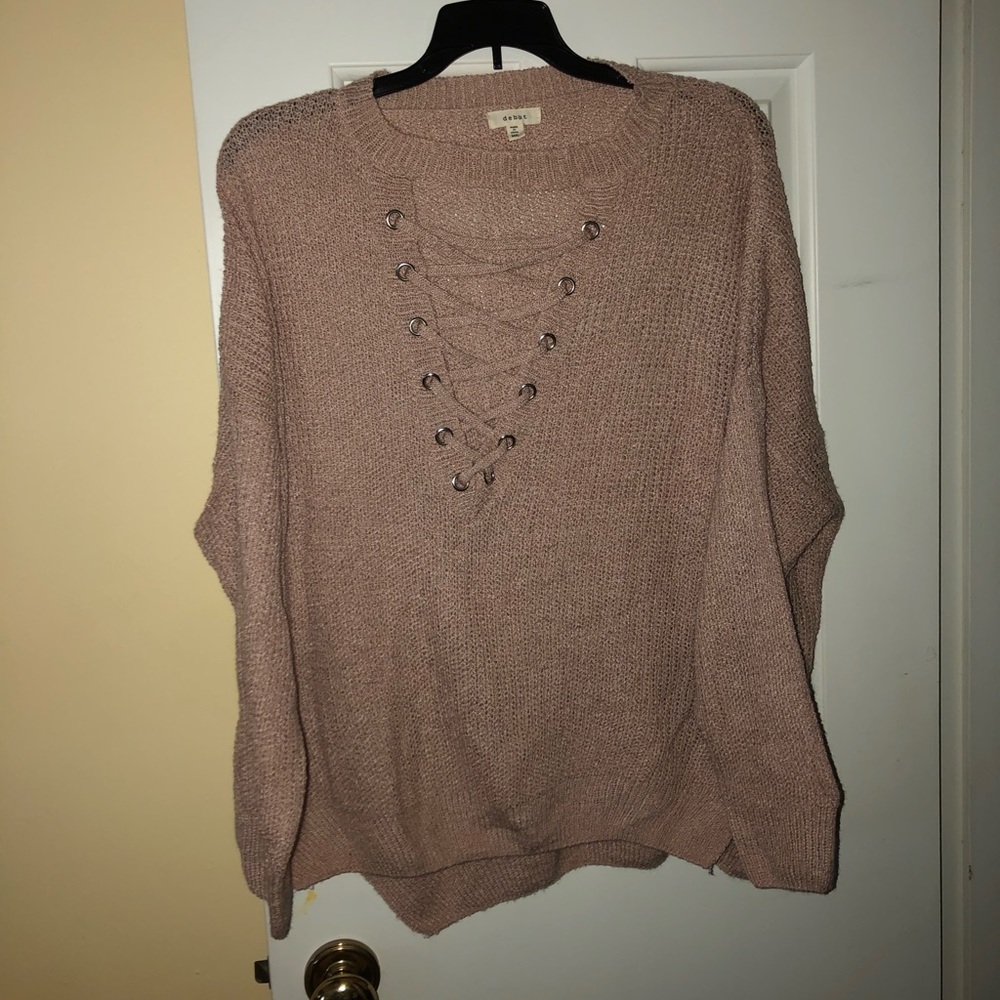 Mauve Sweater with Cross-over detail in the front